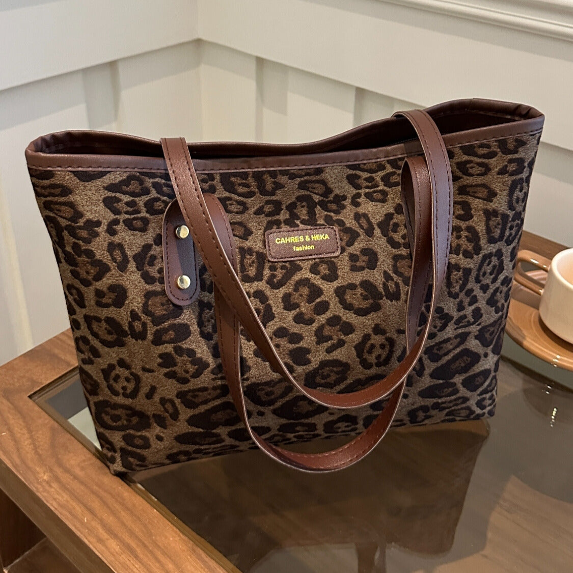 Leopard Polyester Tote Bag