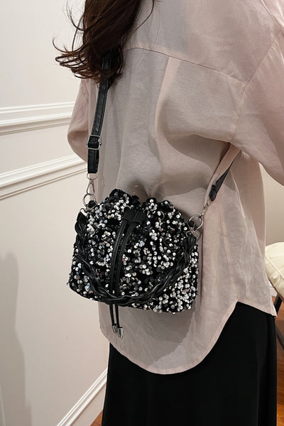 Sequin Drawstring Bucket Bag