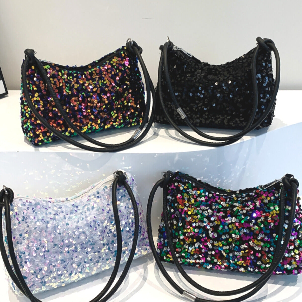 Sequin Double Strap Shoulder Bag