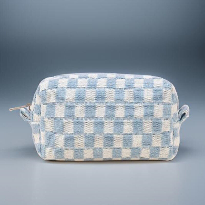 Zenana Checkered Pattern Knitted Cosmetic Pouch