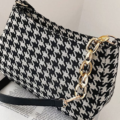 Houndstooth Polyester Handbag