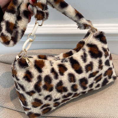 Leopard Fluff Shoulder Bag