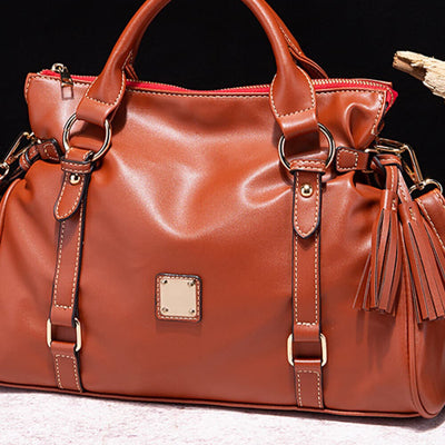 PU Leather Handbag with Tassels