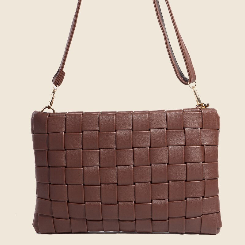 Fame Faux Leather Basket Weave  Crossbody Bag